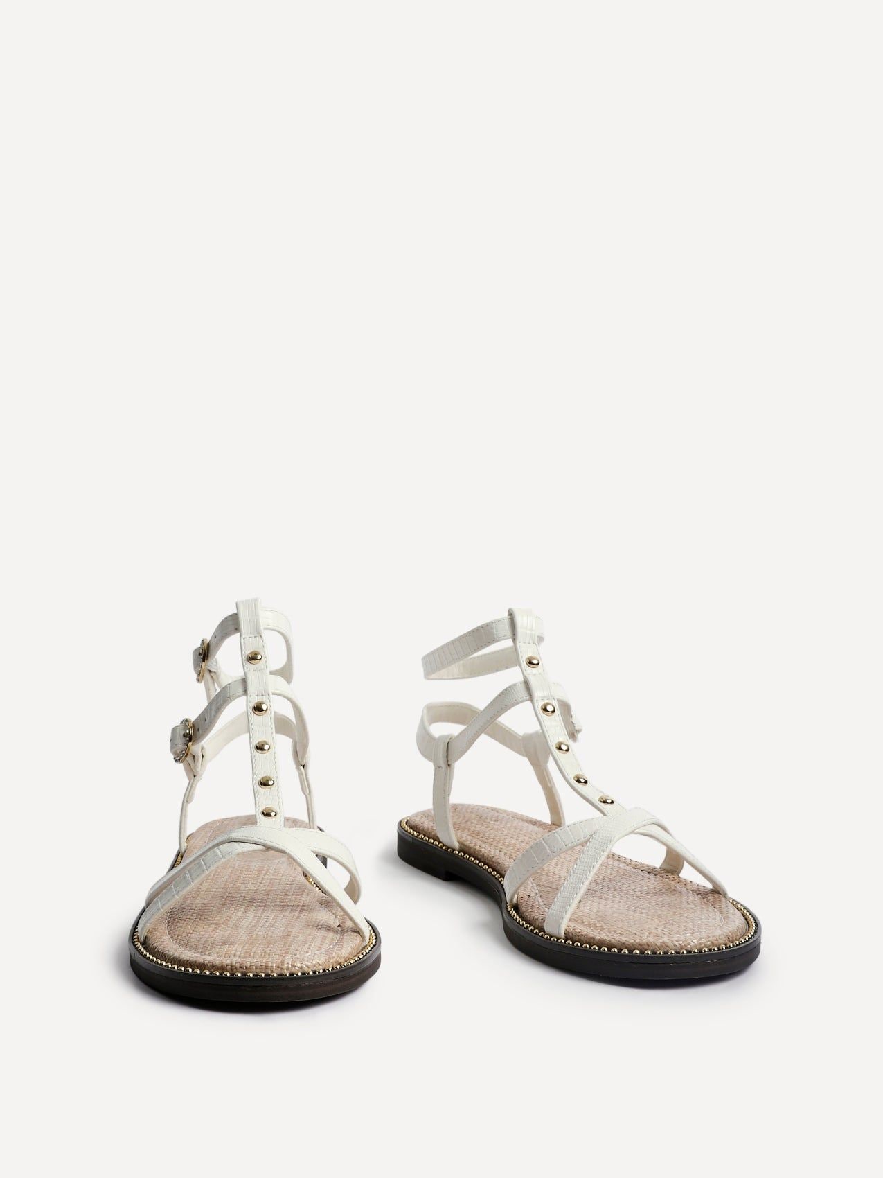 Linzi Indiana White Faux Leather Studded Gladiator Style Sandal image 3