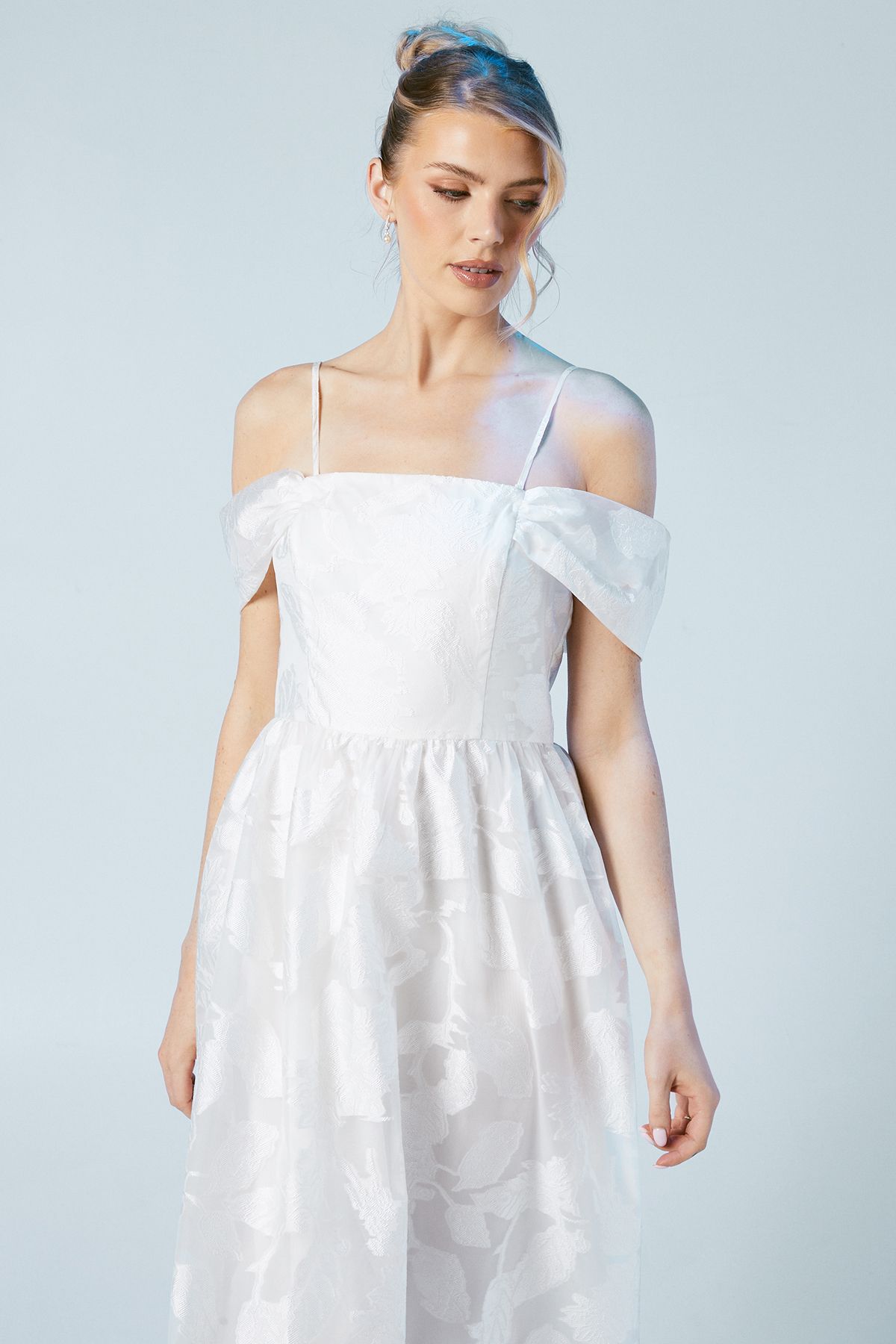 Coast Bardot Organza Jacquard Full Skirted Wedding Dress Ivory image 5