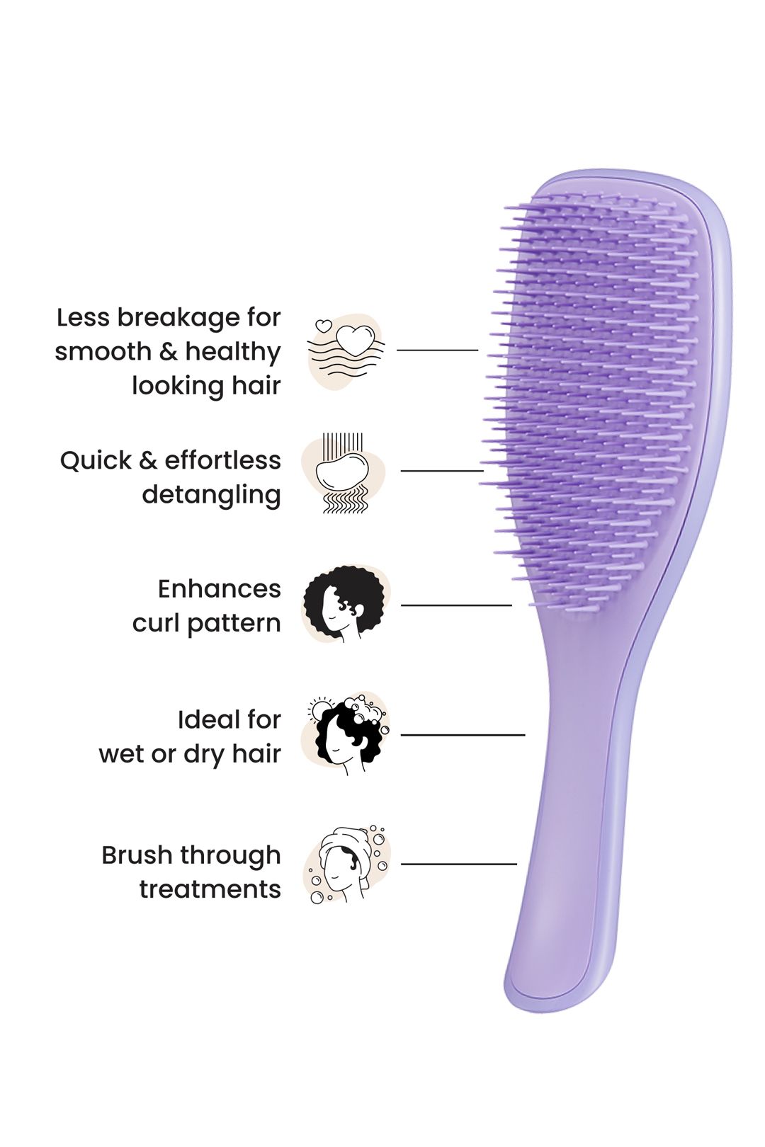 Tangle Teezer The Wet Detangler Hairbrush Naturally Curly - Purple Passion Purple image 4