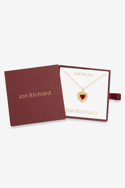 Jon Richard 14Ct Real Gold Plated Heart Birthstone Pendant - July - Gift Boxed
