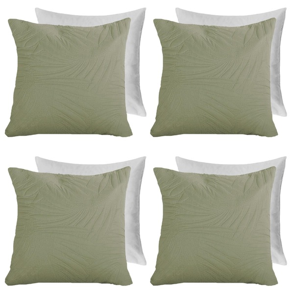 OHS 4 Pack Leaf Pinsonic Filled Cushion Covers