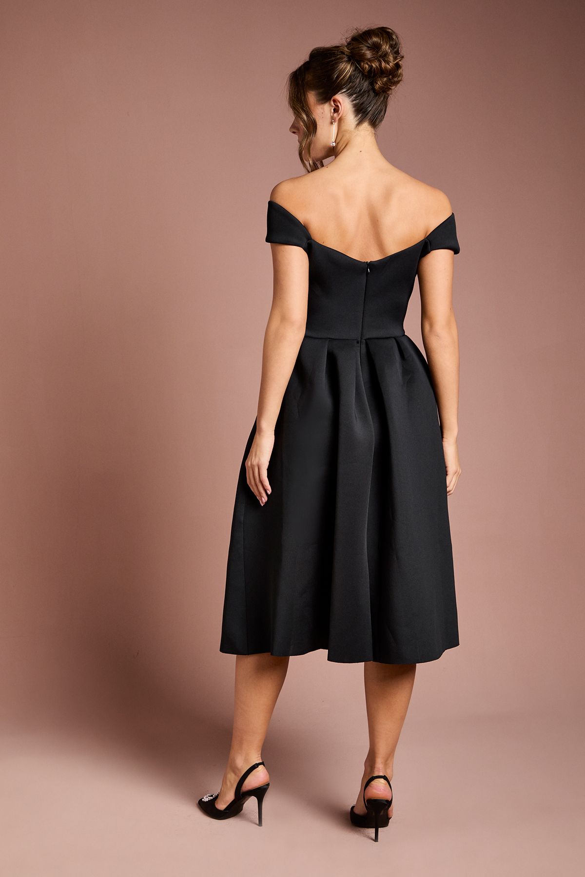 Coast Scuba Sweetheart Neckline Midi Dress Black image 3