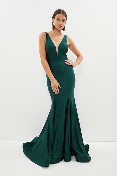 Coast Premium Plunge Fishtail Maxi Dress Green