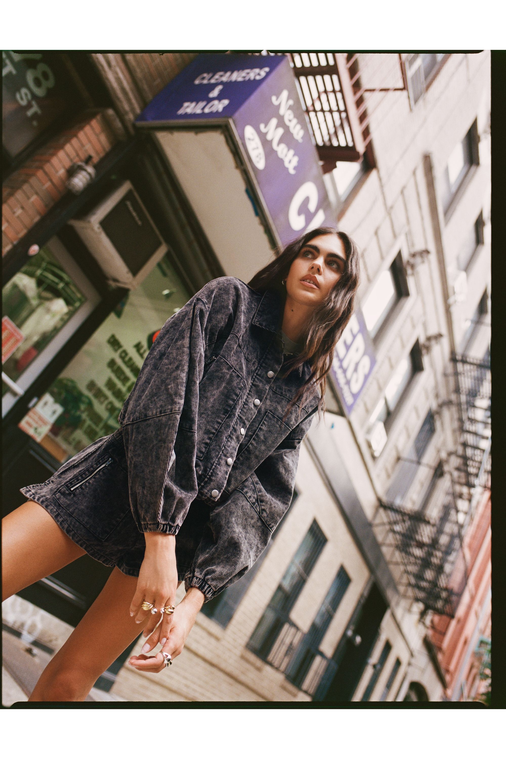 NastyGal Cord Bomber Jacket Washed Black image 3