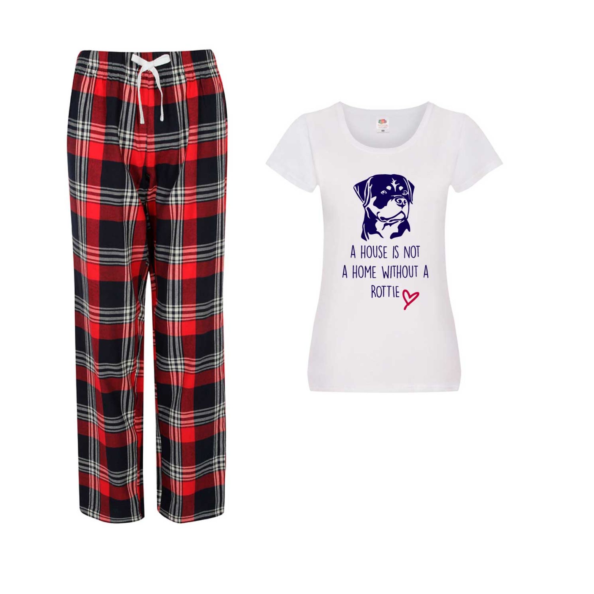 60 SECOND MAKEOVER A House Is Not A Home Without A Rottie Tartan Trouser Pyjamas Set image 1
