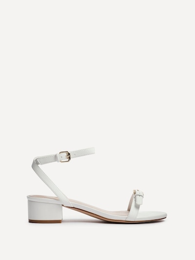 Linzi Amanza White Faux Leather Low Block Heeled Sandal