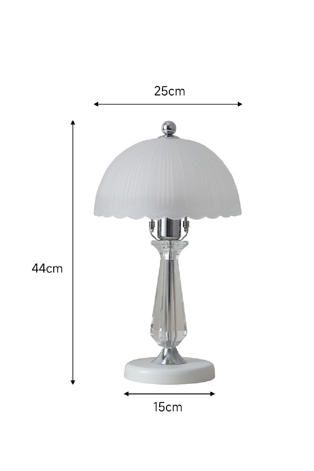 Living and Home Crystal Table Lamp with Scalloped Lampshade image 4