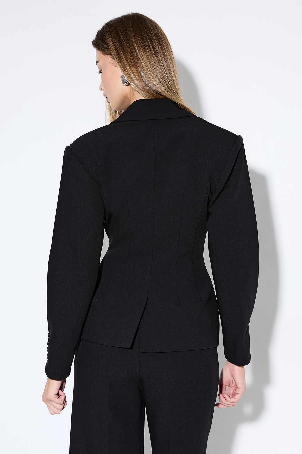 MissPap Premium Pleated Sleeve Blazer Black image 3