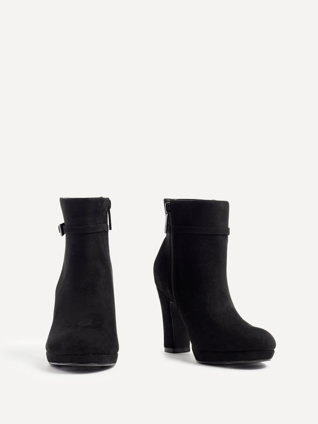 Linzi Stefani Black Faux Suede Heeled Ankle Boot image 3