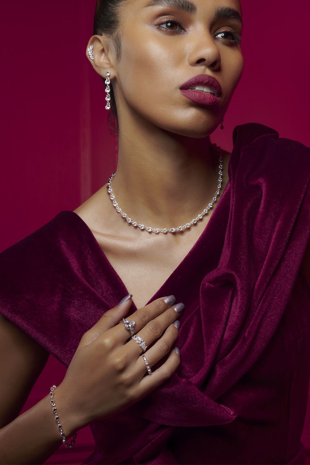 Jon Richard Rhodium Plate Cubic Zirconia Engagement Set Rings image 3