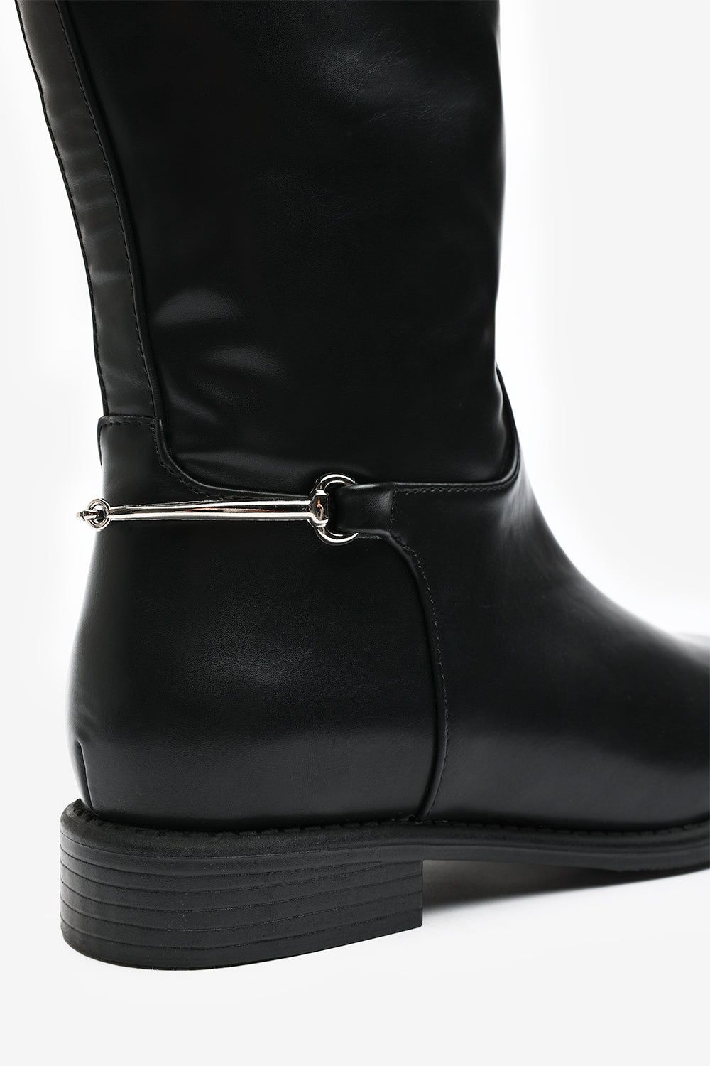 Where's That From 'Nyla' Knee High Boots With Low Flat Heel And Back Buckle Detail image 4