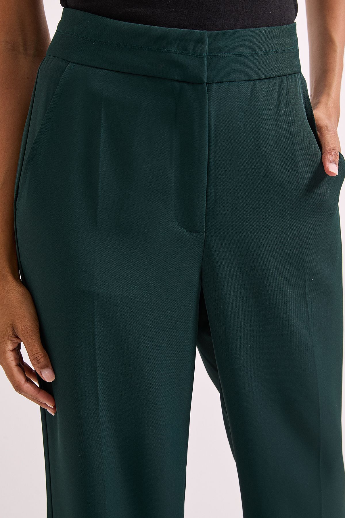 Dorothy Perkins Stitch Waistband Straight Leg Trouser Dark Green image 4