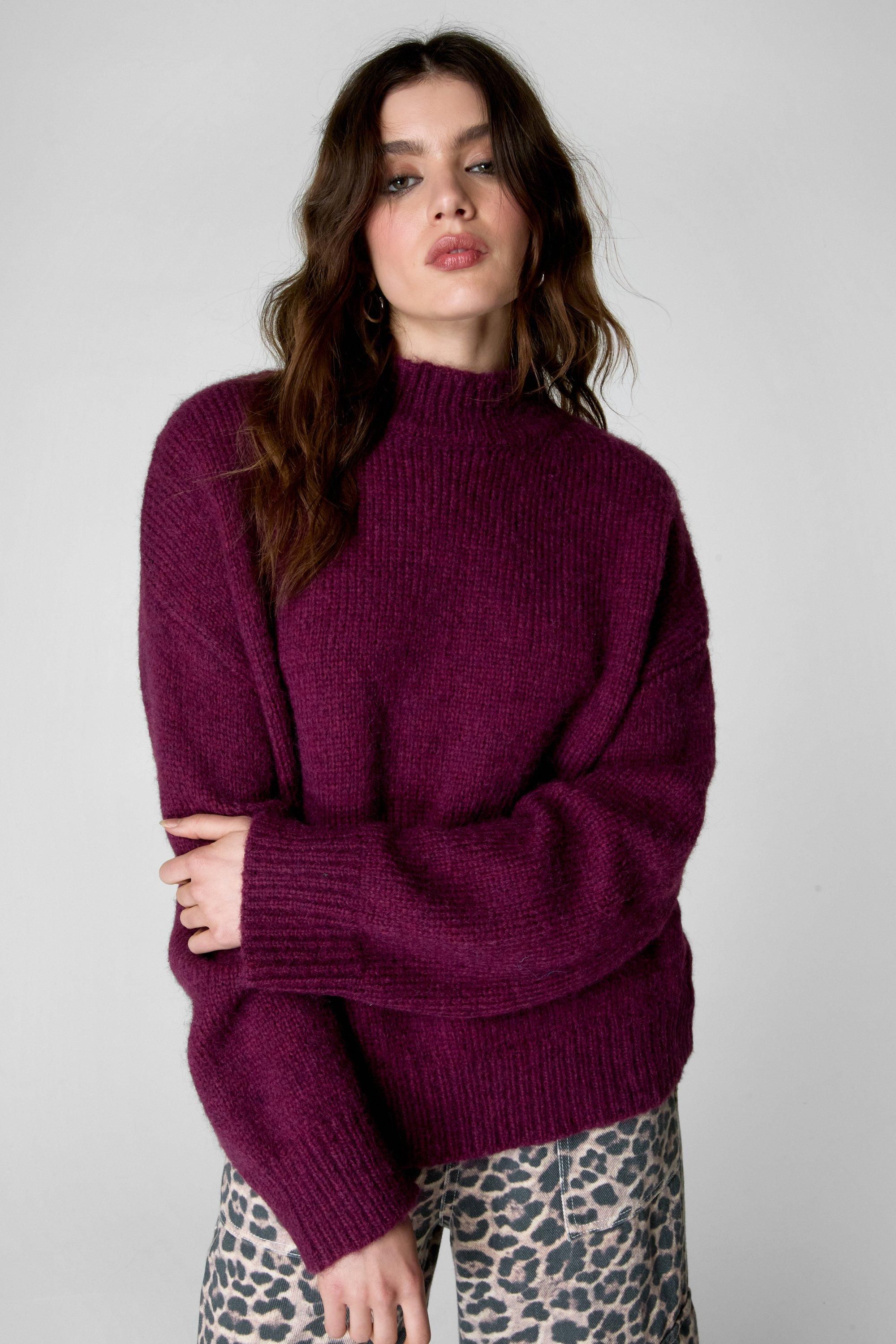 NastyGal Turtleneck Jumper Burgundy image 3