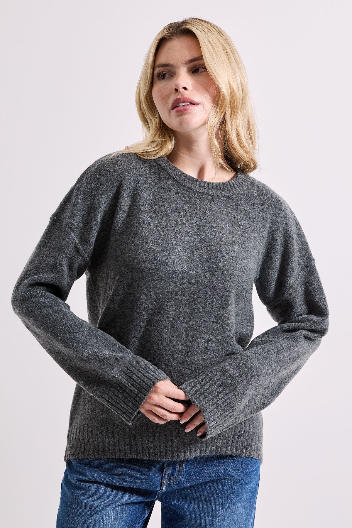 Dorothy Perkins Relaxed Crew Jumper Grey image 1