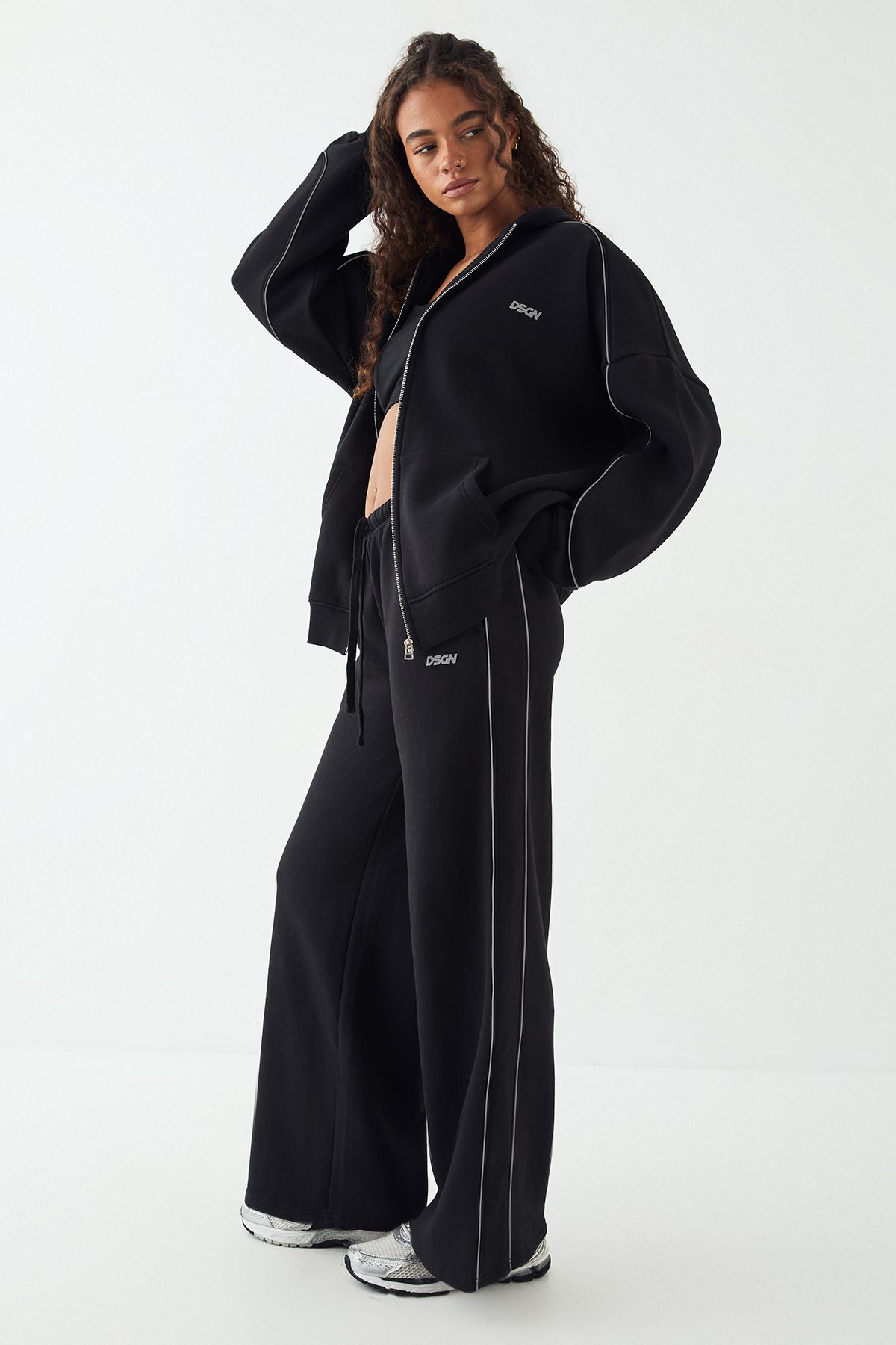 DSGN Studio DSGN Studio Reflective  Zip Through Hoodie Black image 3