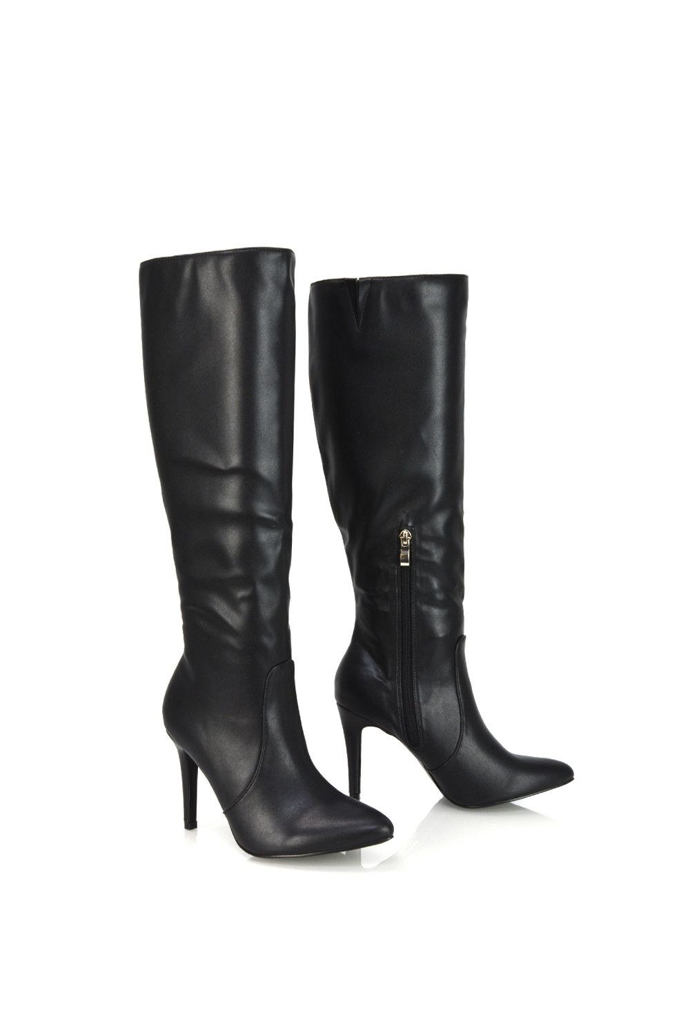 XY London 'Bree' Pointed Toe Zip-up Stiletto Heel Knee High Boots image 3