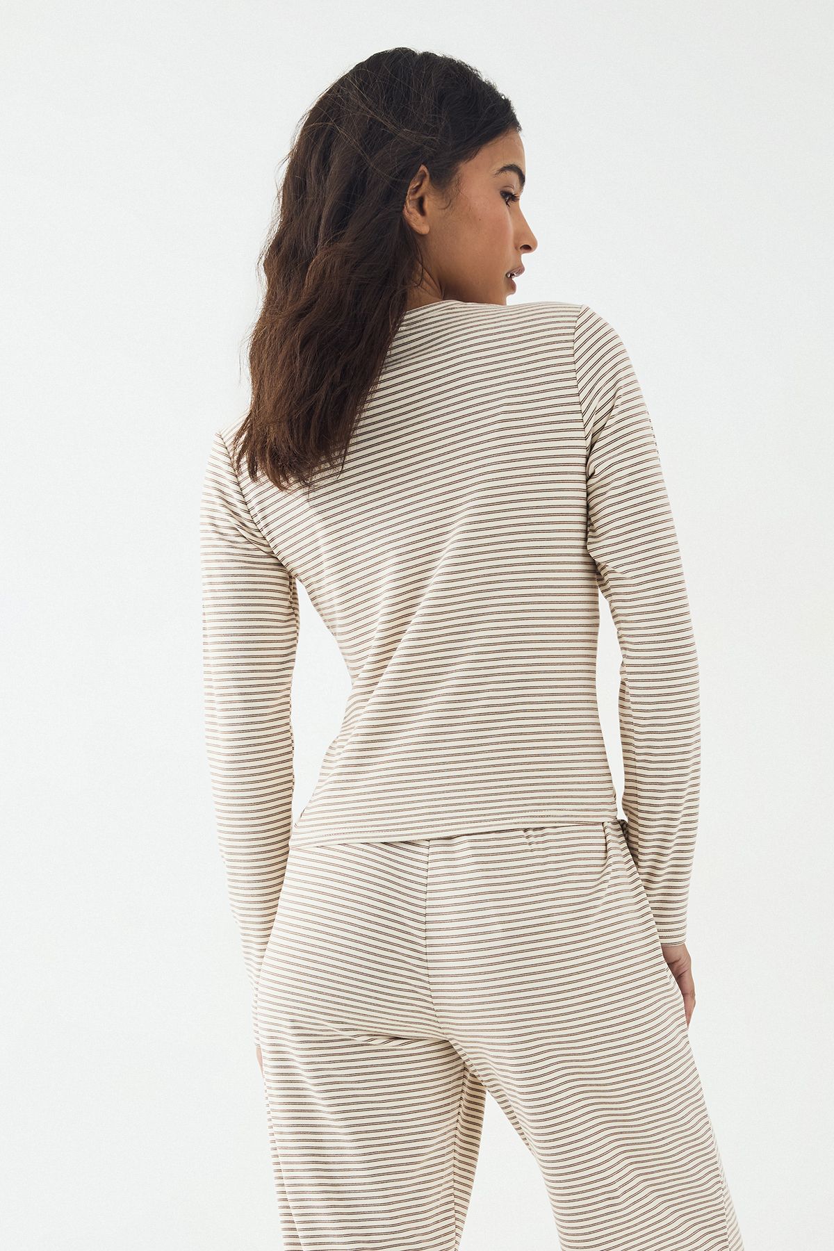 DSGN Studio DSGN Studio Soft Stripe Long Sleeve Top Ecru image 2