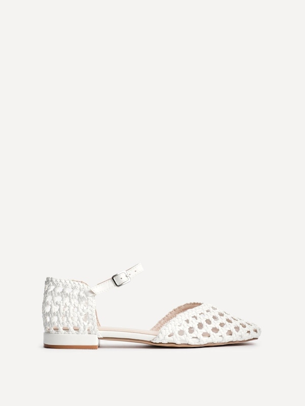 Linzi Suki White Faux Leather Woven Two Part Sandals