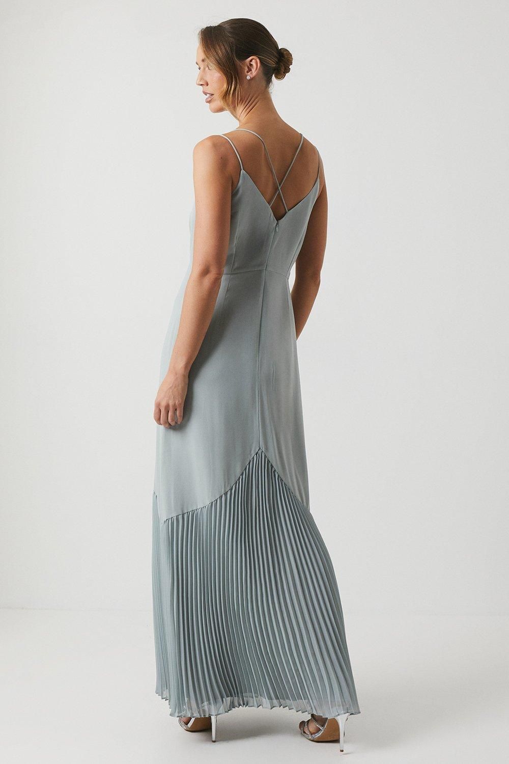 Coast Chiffon And Pleat Strappy Bridesmaid Dress Sage image 3