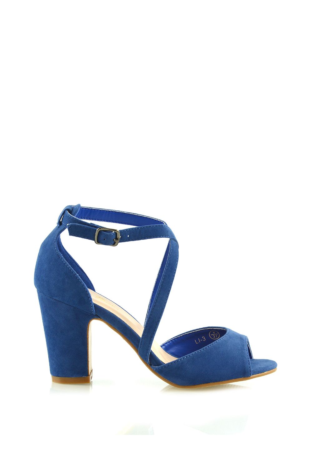 XY London 'Alice' Strappy Peep Toe Mid Block High Heel Sandal Shoes image 1