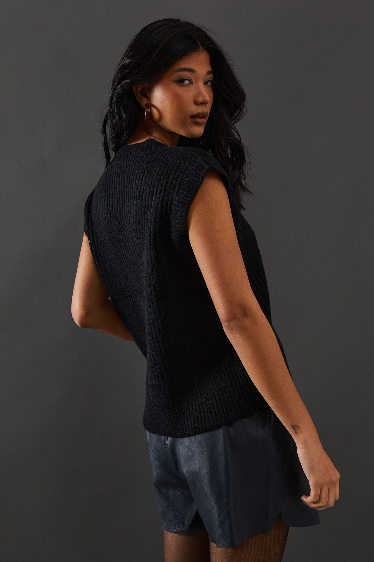 Warehouse V Neck Knitted Vest Black image 3