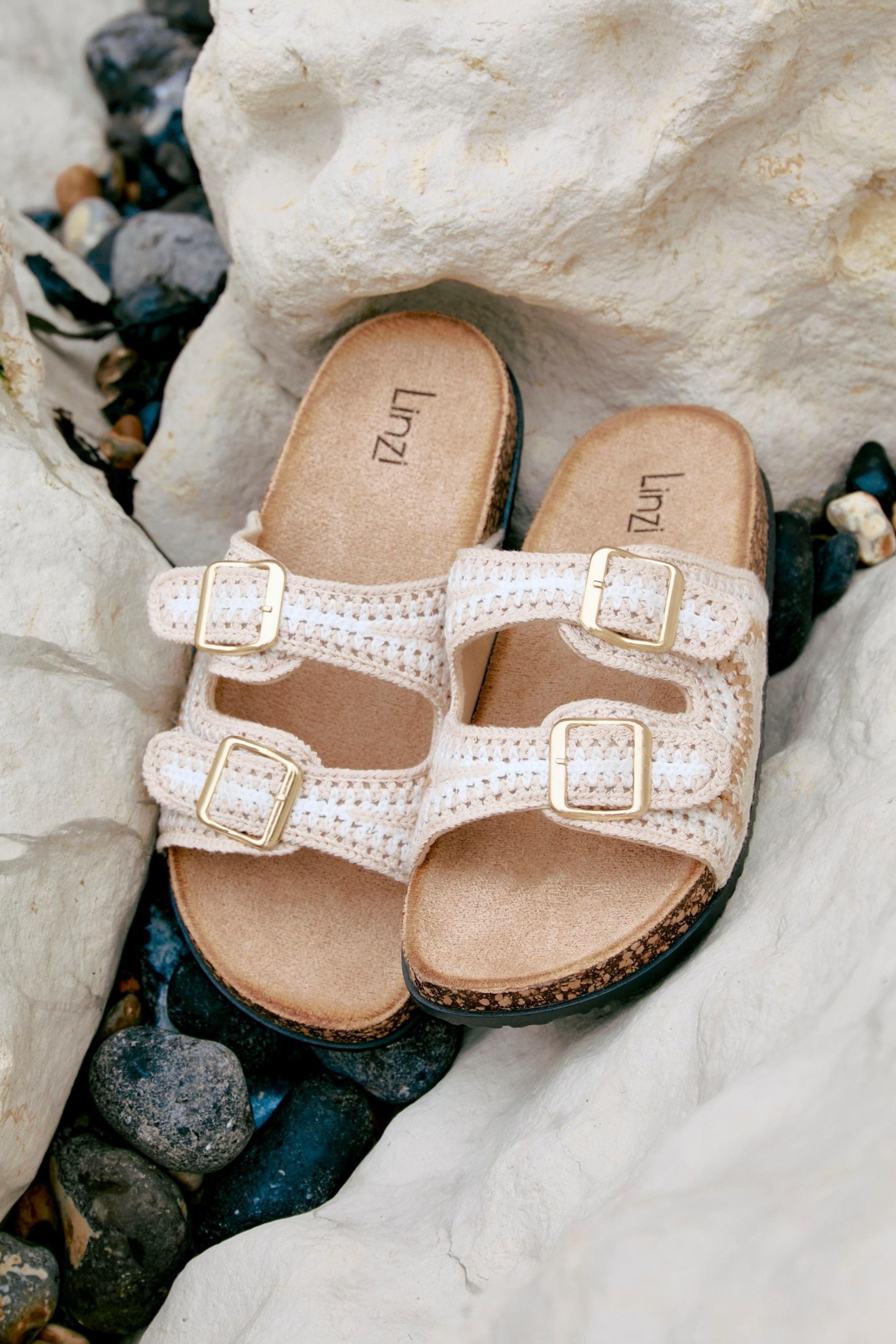 Linzi Jaylyn Beige Double Buckle Sandals image 7