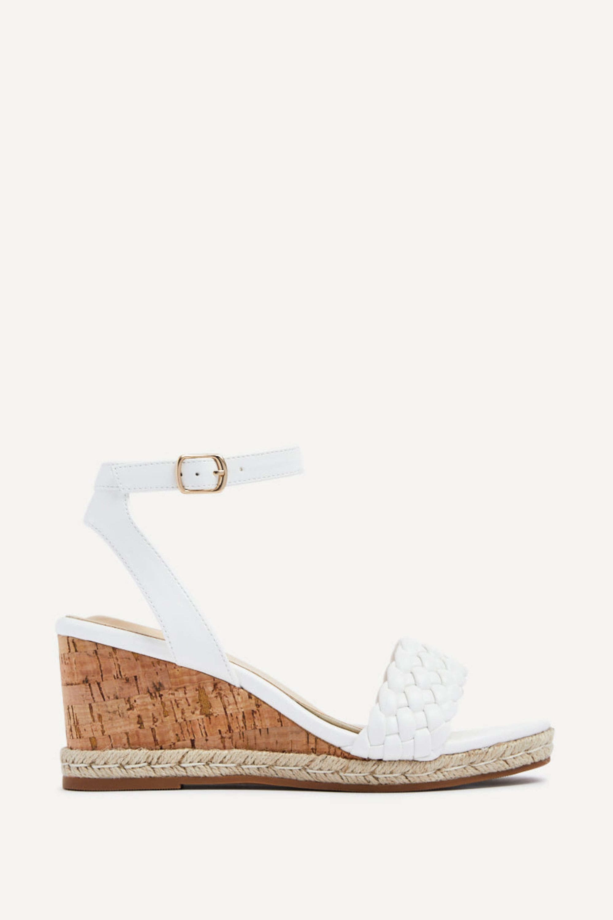 Linzi Regan White Faux Leather Wedge Sandals