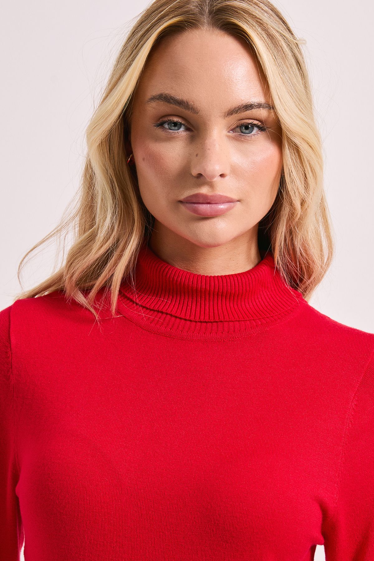 Dorothy Perkins Red Roll Neck Button Cuff Jumper Red image 5