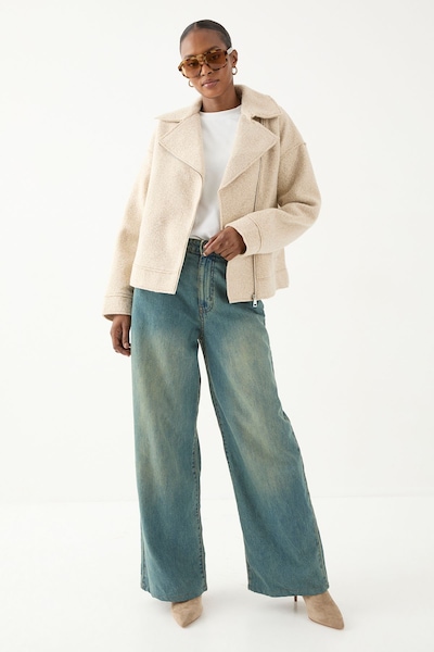 MissPap Wool Look Biker Jacket Cream
