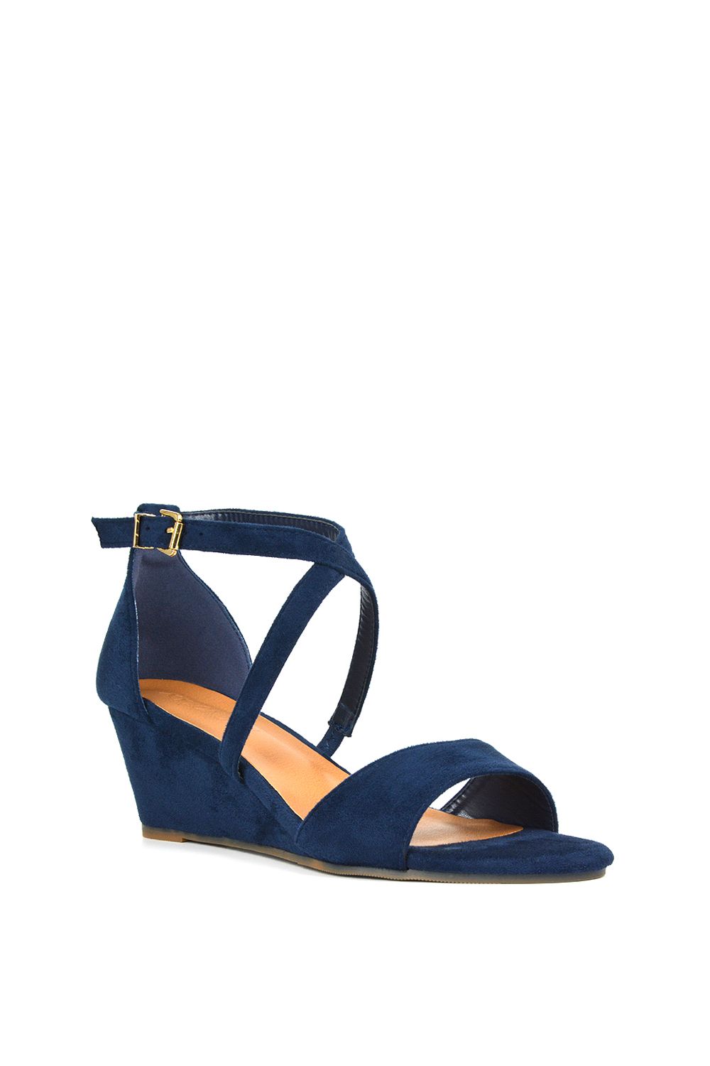 XY London 'Kylie' Strappy Mid Wedge Heel Shoes With Ankle Strap image 2