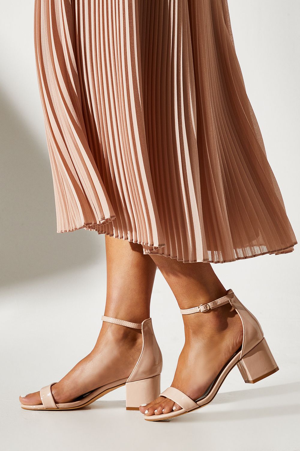 Coast Wide Fit Thelma Faux Leather Medium Block Heel Sandals Blush image 3