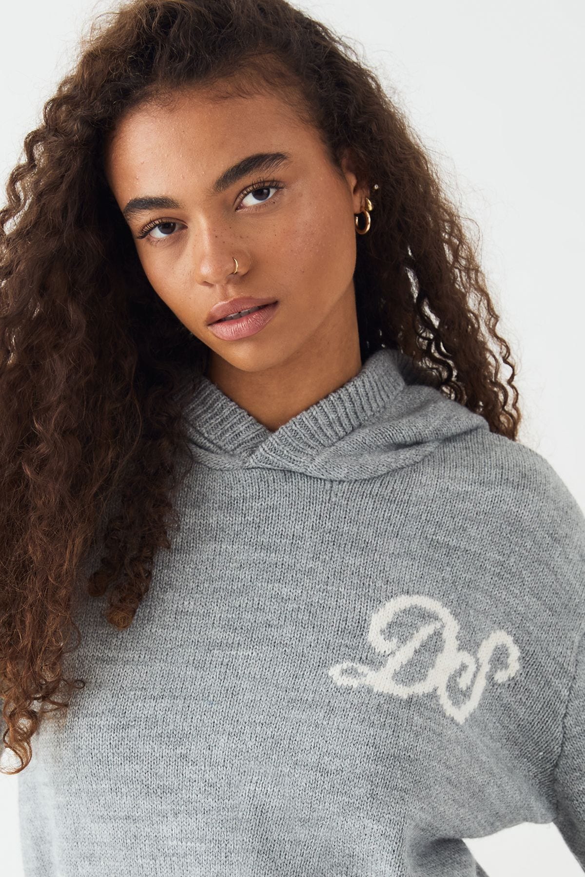 DSGN Studio DSGN Studio Knitted Oversized Hoodie Grey Marl image 4