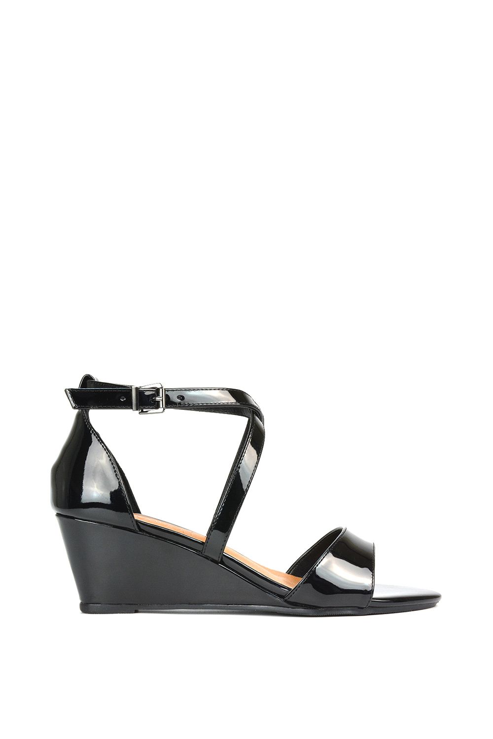 XY London 'Kylie' Strappy Sandal Wedge Heels With Ankle Strap