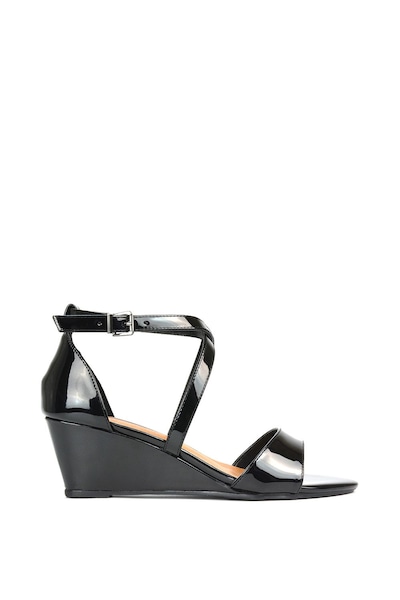 XY London 'Kylie' Strappy Mid Wedge Heel Shoes With Ankle Strap