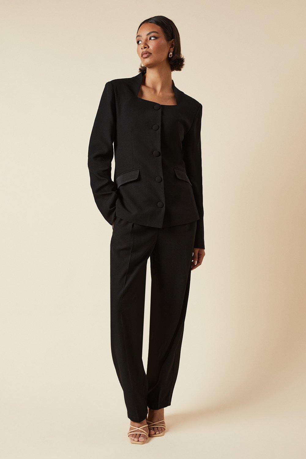 Dorothy Perkins Tall Satin Sweetheart Neckline Jacket Black image 2