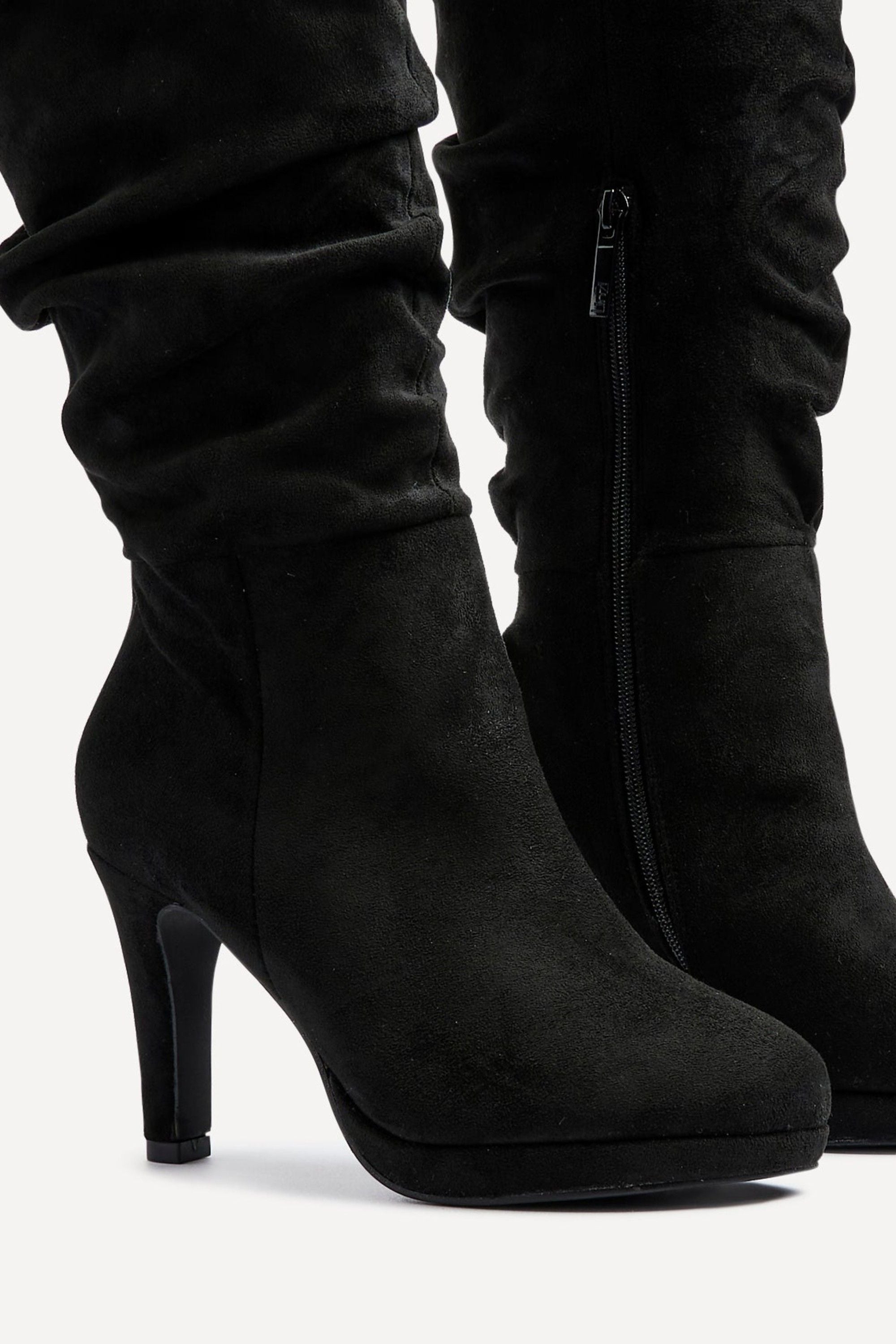 Linzi Gianna Black Faux Suede Platform High Leg Boot image 4