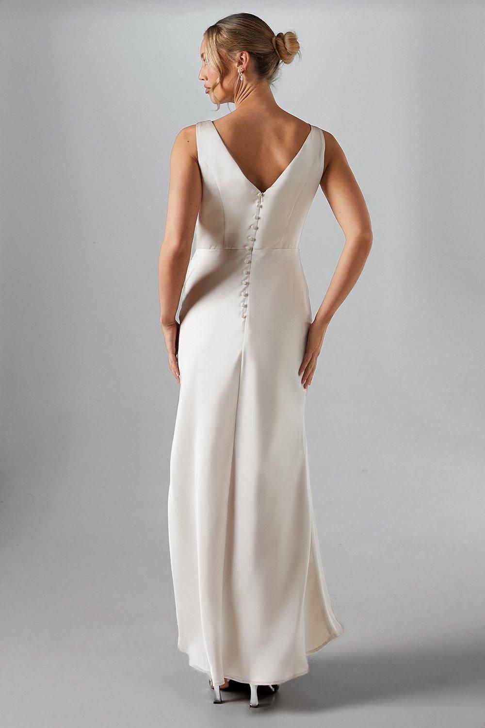 Coast Sleeveless Satin Bridesmaid Dress Champagne image 3