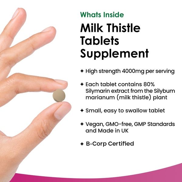 New leaf health Milk Thistle Tablets - 80% Silymarin High Strength - 120 Tablets - Milk Thistle Supplements image 2