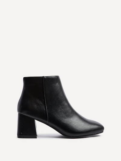 Linzi Verse Black Faux Leather Block Heel Ankle Boot