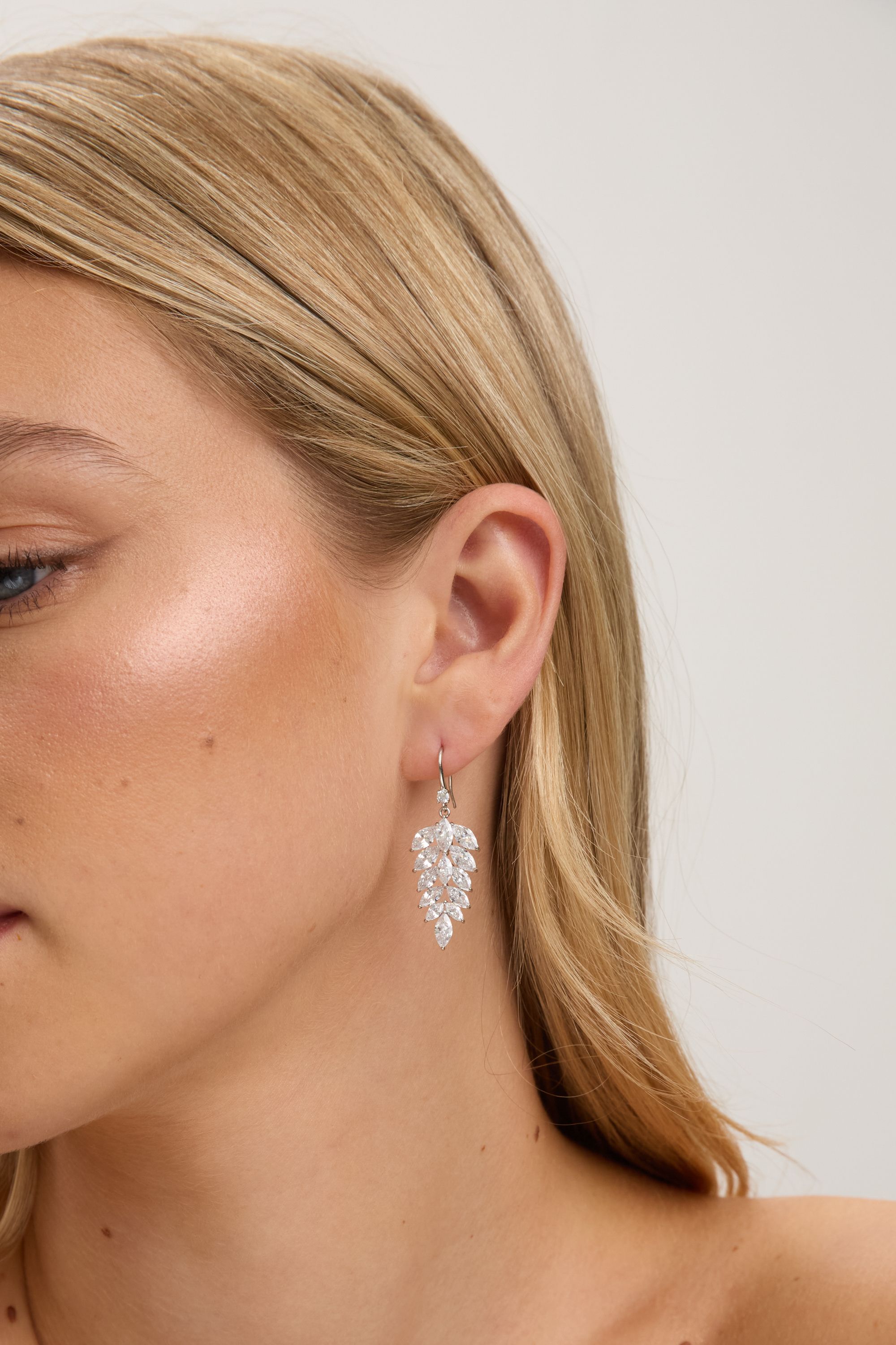 Jon Richard Rhodium Plated Fishhook Leaf Drop Earrings image 2