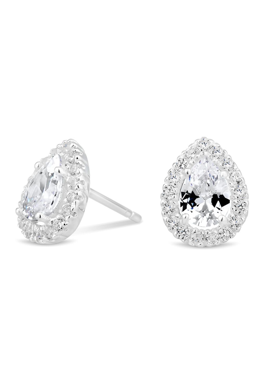 Simply Silver Sterling Silver 925 With Cubic Zirconia Halo Pear Stud Earrings image 1