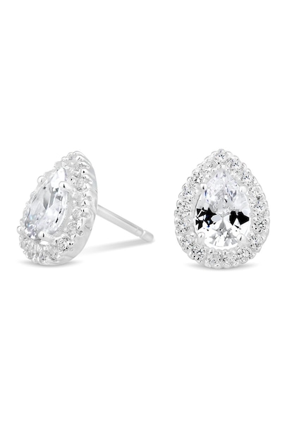 Simply Silver Sterling Silver 925 With Cubic Zirconia Halo Pear Stud Earrings