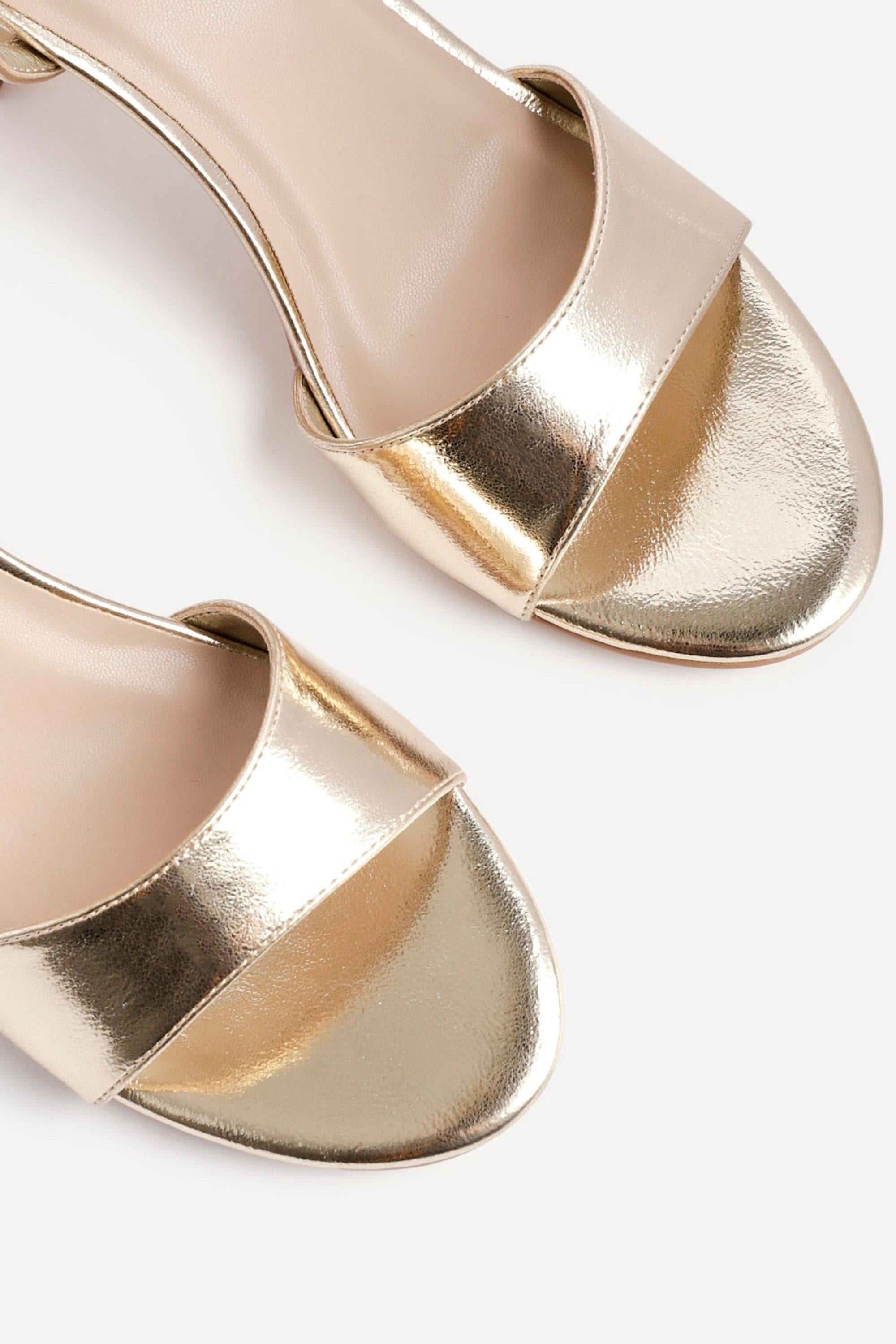 Linzi Abby Gold Faux Leather Closed Back Block Heel Sandal image 5