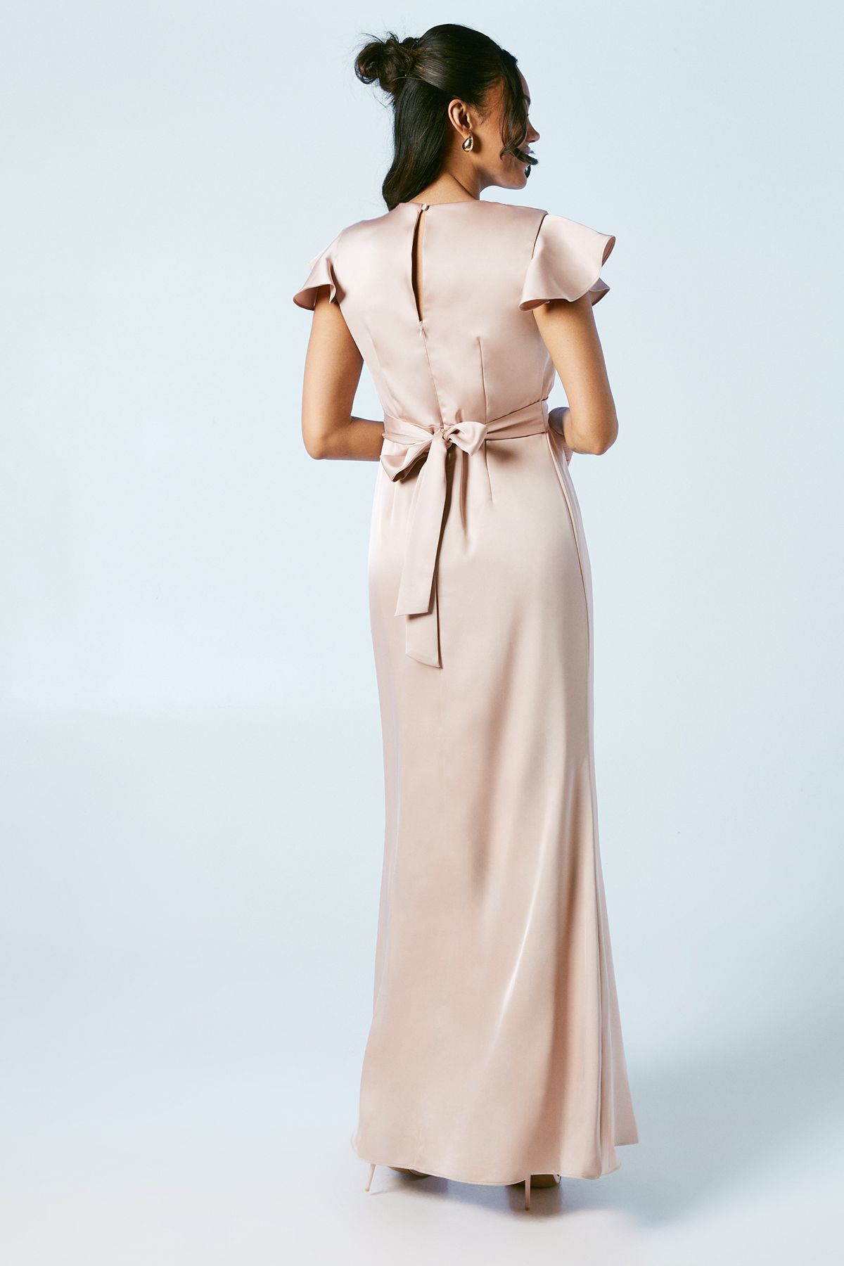 Coast Wrap Waist Satin Bridesmaid Dress Mocha image 4