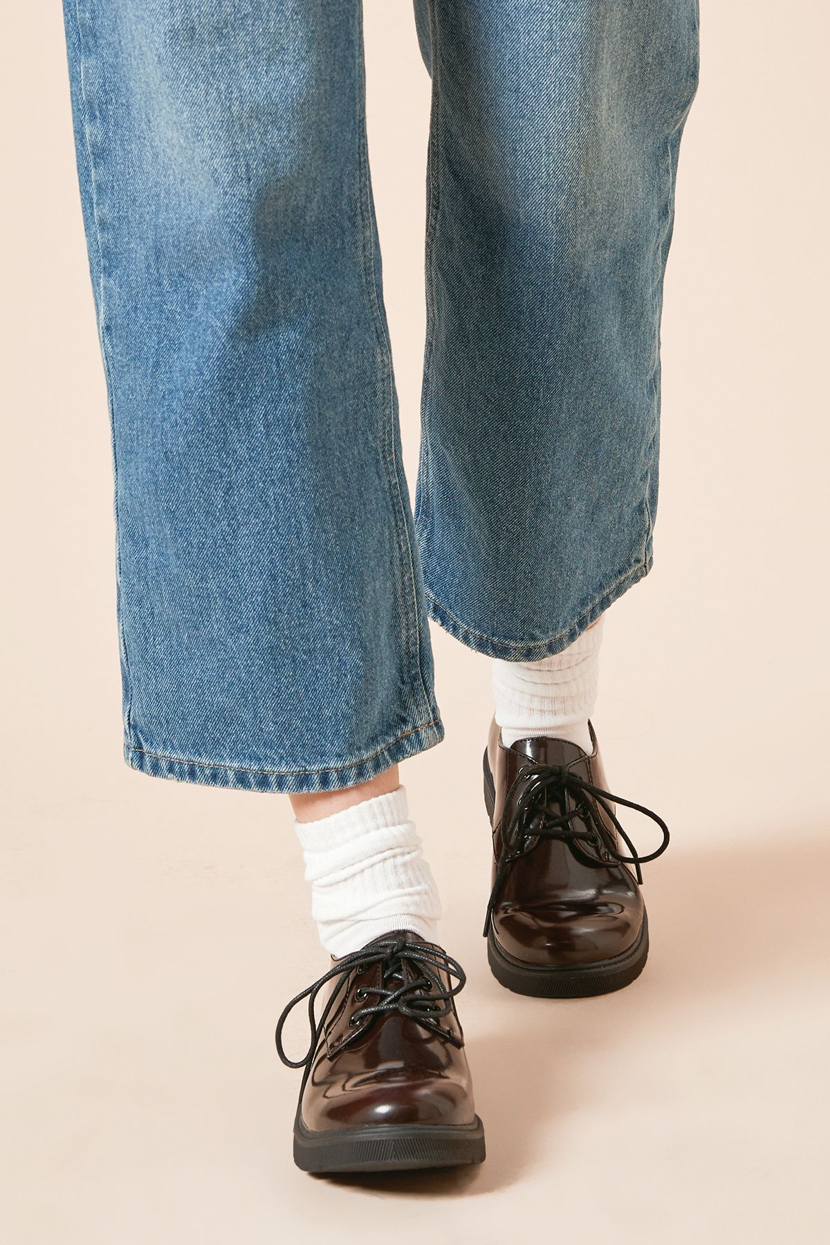 Dorothy Perkins Elysia Faux Leather Lace Up Chunky Casual Shoes Oxblood image 2