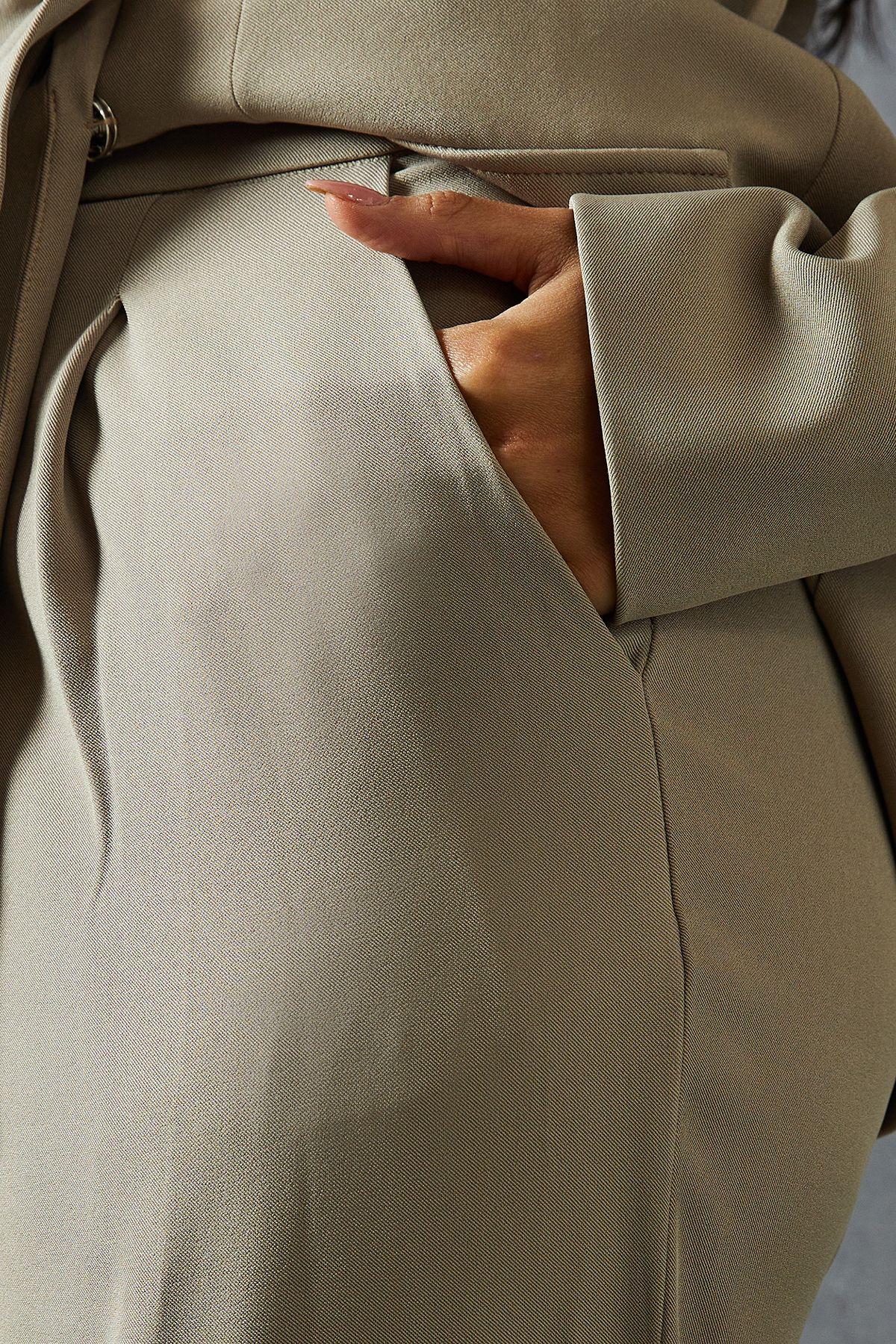 MissPap Tailored Fold Over Hem Trousers Stone image 5