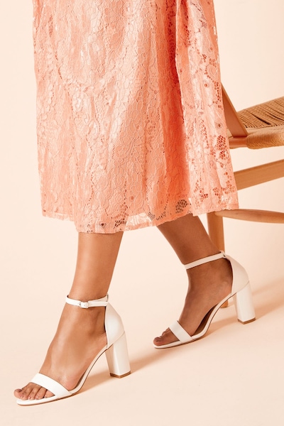 Dorothy Perkins Wide Fit Spark High Block Heel Sandals White