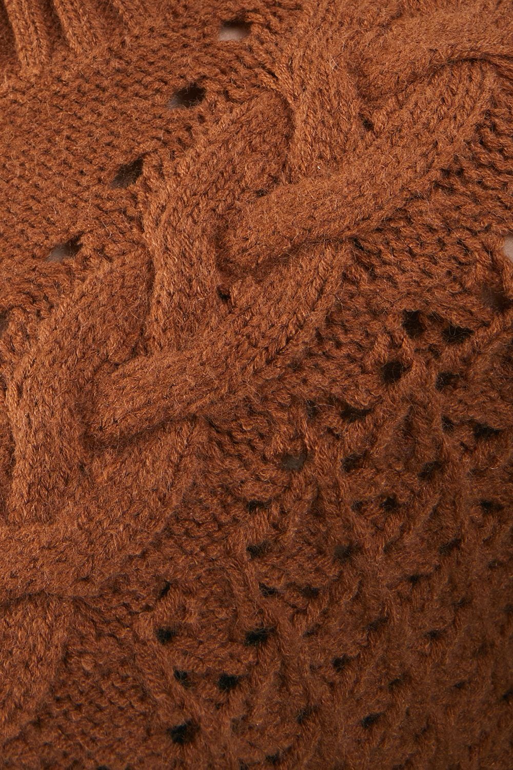 Warehouse Chunky Cable Knit Roll Neck Jumper Tan image 5