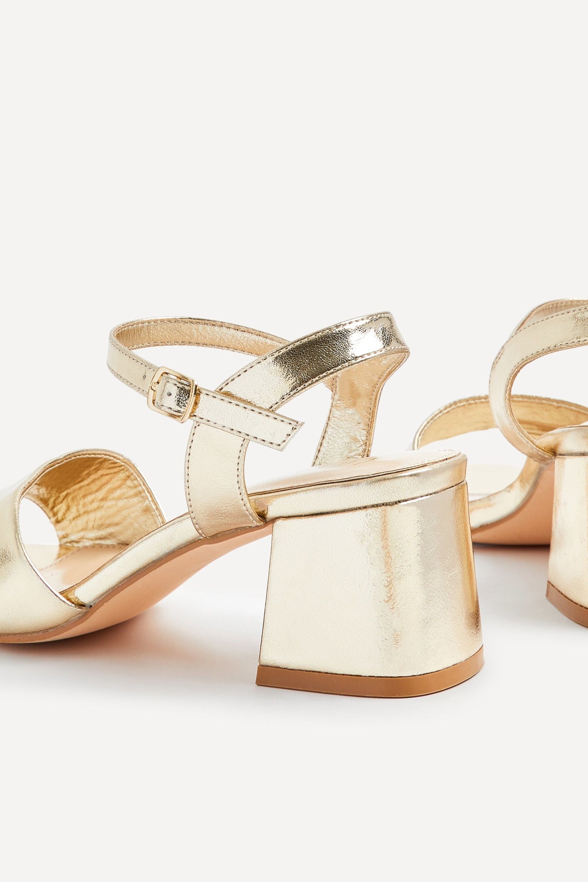 Linzi Vivian Wide Fit Gold Faux Leather Block Heeled Sandals image 5