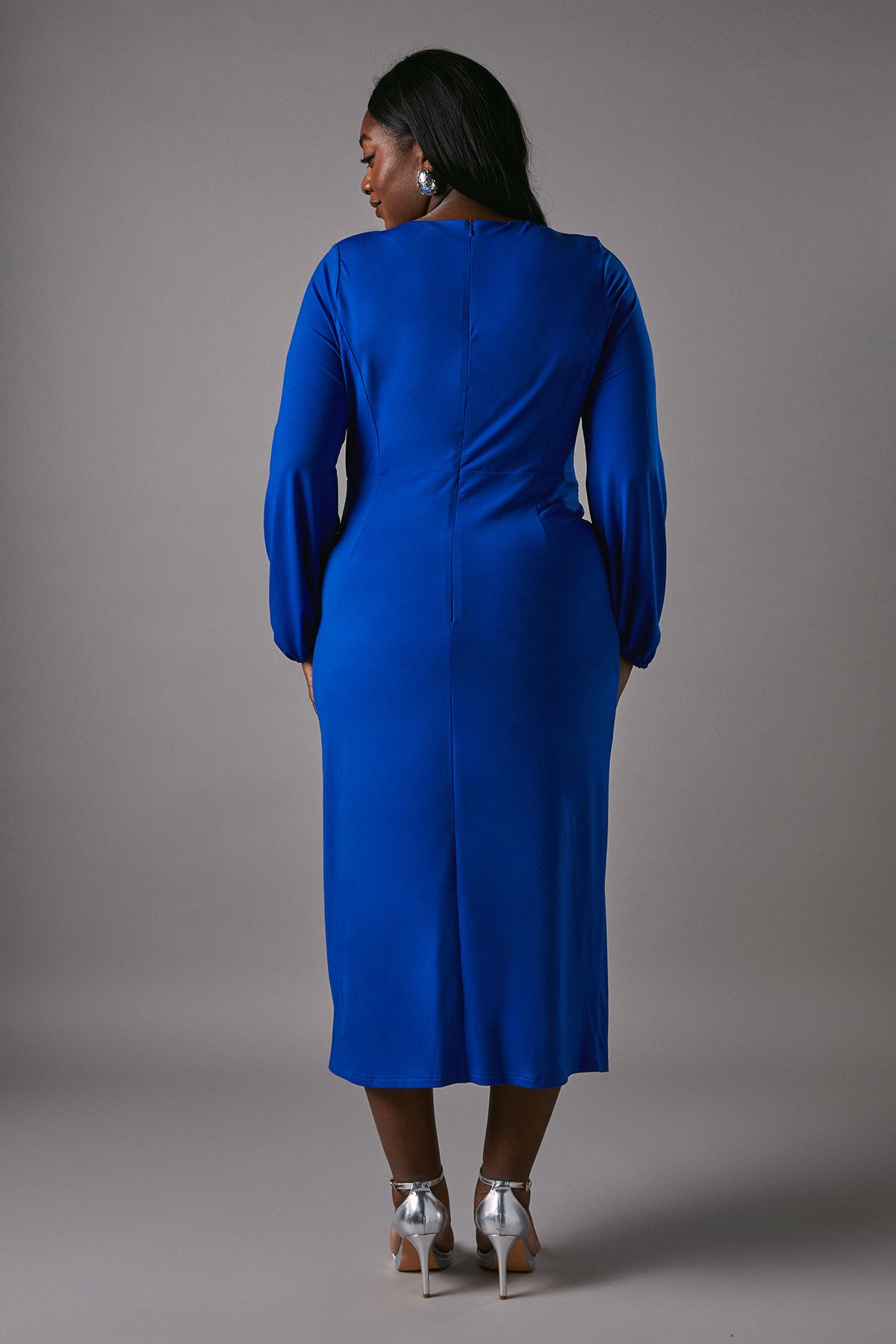 Coast Plus Jersey Tie Wrap Front Long Sleeve Dress Cobalt image 4
